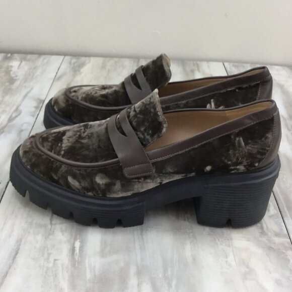 Stuart Weitzman Crushed Velvet Olive Loafers 8.5 - Picture 5 of 10